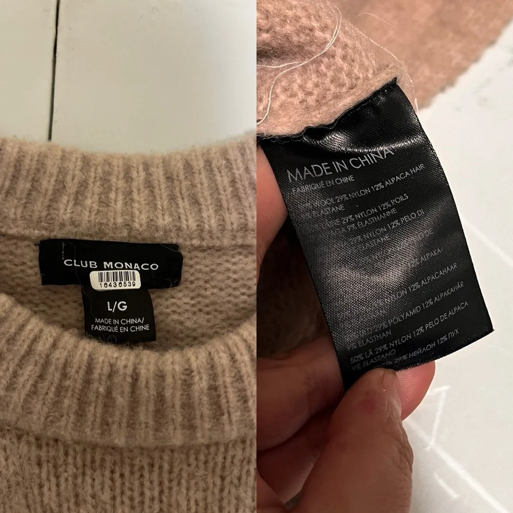 Club Monaco Cable Sleeve Alpaca Blend Sweater - Picture 7 of 11